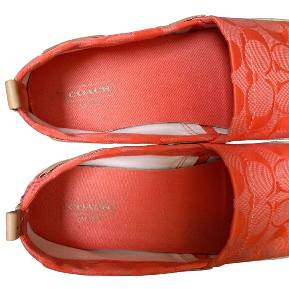 COACH Espadrille Orchid Signature Shoes Size 9 Slip On Leather Canvas - Picture 6 of 7